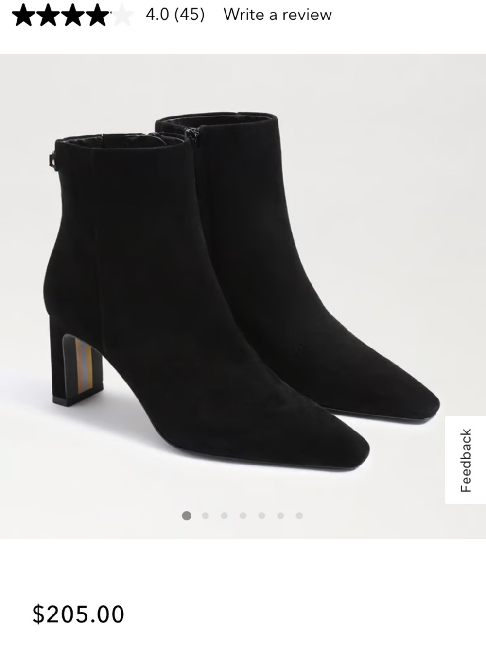 Sam Edelman Black Suede Pointed Toe Ankle Boots with Block Heel